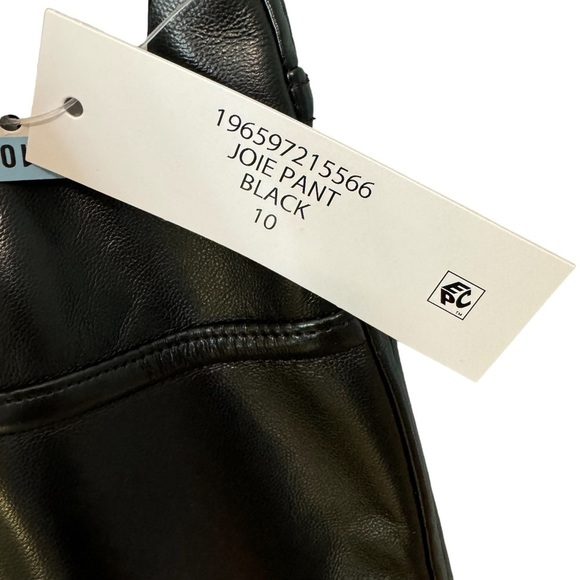 JOIE Black Faux Leather Pants Ankle Length Straight Leg Limited Edition. NWT. 10 - Picture 10 of 16